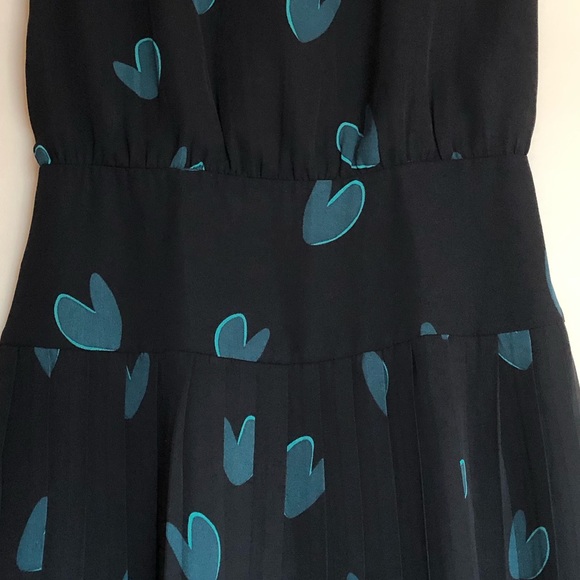 LOFT BLACK GREEN HEART PRINT SLEEVELESS DRESS Sz0P - Picture 10 of 14